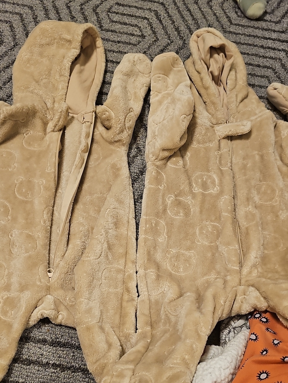 Kids Plush Bear Hooded Jacket - Tan
